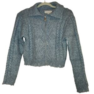 NWT Willow & Wind Light Blue Wool Blend Zip Front Cardigan Size S Soft Cozy Warm